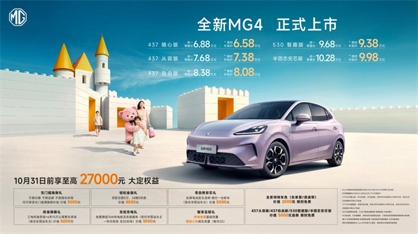 400公里性價比之王全新MG4售價6.58萬元起 將重構(gòu)純電兩廂市場格局